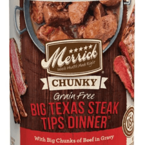 Merrick Chunky Grain Free Big Texas Steak Tips Canned Food for Adult Dogs