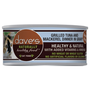 Dave's Naturally Healthy Grain Free Tuna & Mackerel in Gravy Canned Food for Adult Cats