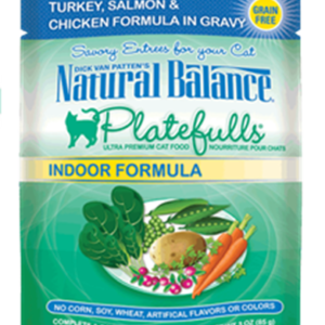 Natural Balance Platefulls Indoor Turkey, Salmon & Chicken Pouches for Adult Cats
