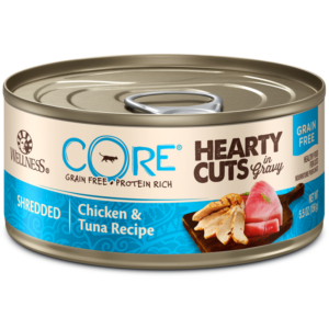 Wellness CORE Grain Free Hearty Cuts Shredded Chicken & Tuna Canned Food for Adult Cats