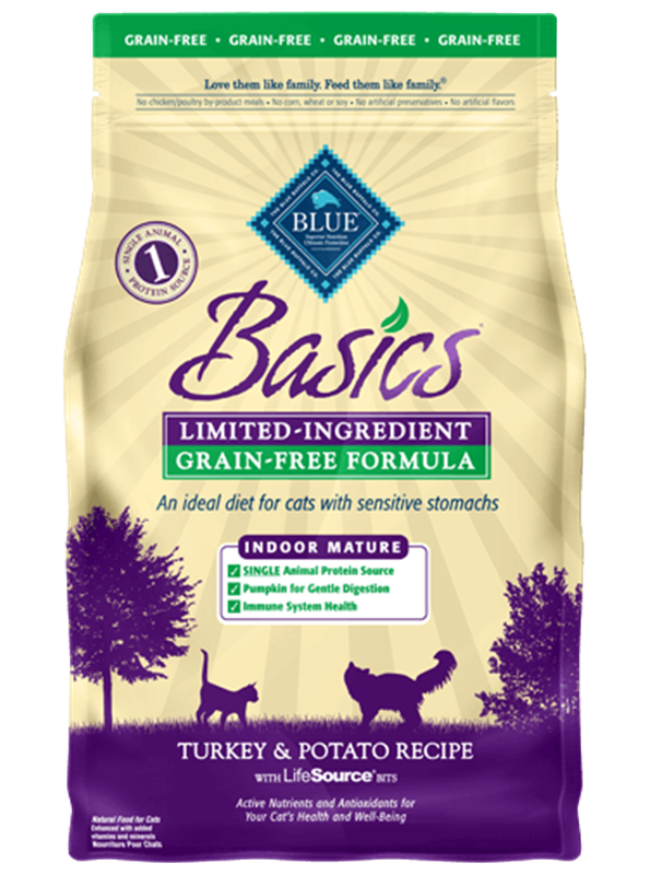 Blue Basics Limited Ingredient Diet Grain Free Turkey & Potato Dry Food for Mature Cats