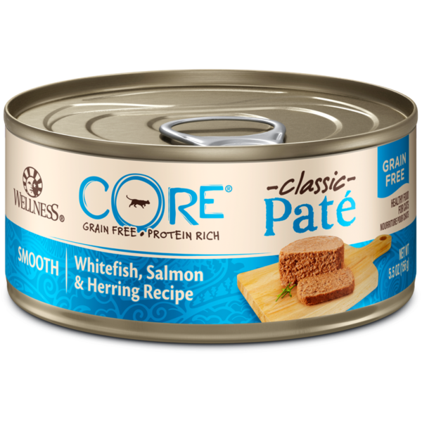 Wellness CORE Grain Free Salmon, Whitefish & Herring Pate Canned Food for Adult Cats