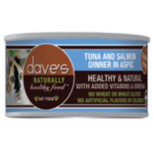 Dave's Naturally Healthy Grain Free Tuna & Salmon in Aspic Canned Food for Adult Cats