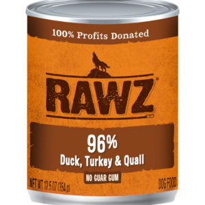 RAWZ 96% Duck, Turkey & Quail Canned Food for Dogs