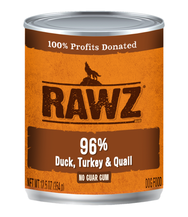RAWZ 96% Duck, Turkey & Quail Canned Food for Dogs