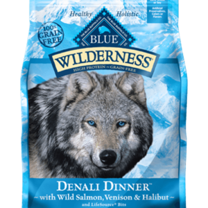 Blue Wilderness Grain Free Denali Dinner Salmon, Venison and Halibut Dry Food for Adult Dogs