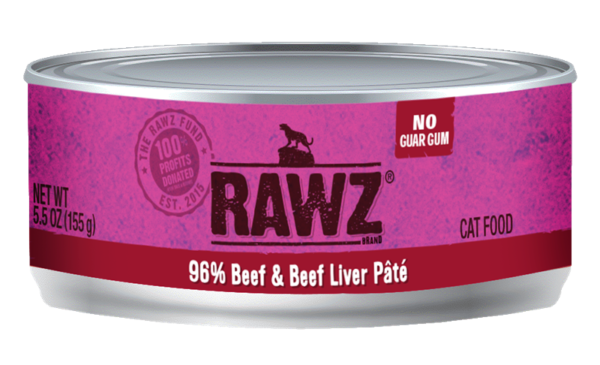 RAWZ 96% Beef & Beef Liver Pate Canned Food for Cats