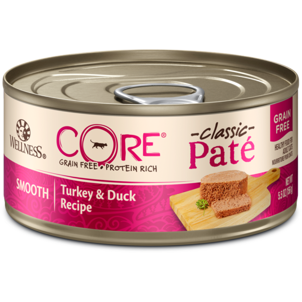 Wellness CORE Grain Free Turkey & Duck Pate Canned Food for Adult Cats