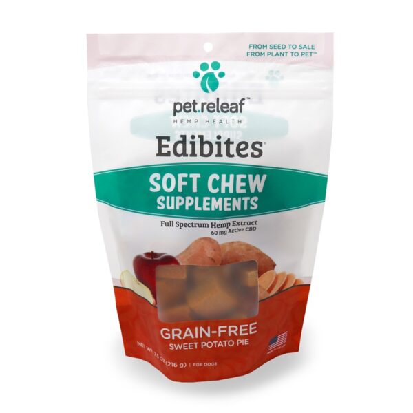 Pet Releaf CBD Edibites Soft Chew Sweet Potato Pie Treats for Dogs