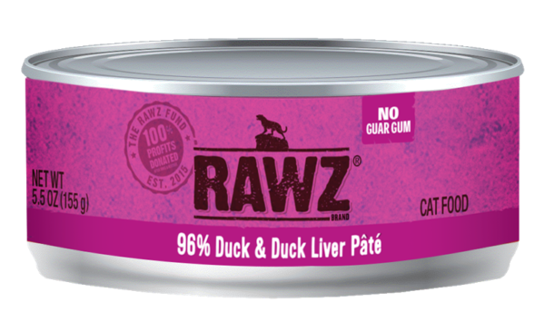 RAWZ 96% Duck & Duck Liver Pate Canned Food for Cats