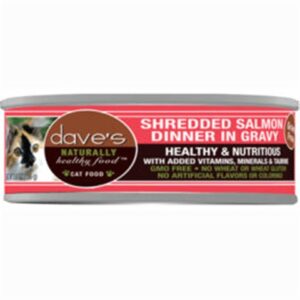 Dave's Naturally Healthy Grain Free Shredded Salmon Canned Food for Adult Cats - 5.5oz