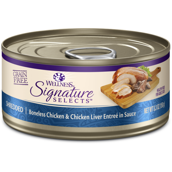 Wellness CORE Signature Selects Shredded Chicken & Chicken Liver Canned Food for Adult Cats