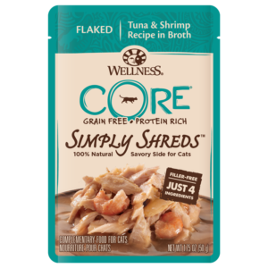 Wellness CORE Grain Free Simply Shreds Tuna & Shrimp Pouches for Adult Cats
