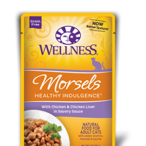 Wellness Healthy Indulgence Chicken & Chicken Liver Morsels Pouches for Adult Cats
