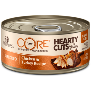 Wellness CORE Grain Free Hearty Cuts Shredded Chicken & Turkey Canned Food for Adult Cats