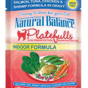 Natural Balance Platefulls Indoor Salmon, Tuna, Chicken & Shrimp Pouches for Adult Cats