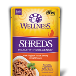 Wellness Healthy Indulgence Skipjack Tuna & Shrimp Shreds Pouches for Adult Cats