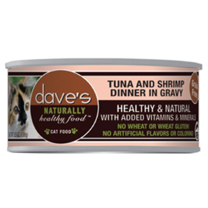 Dave's Naturally Healthy Grain Free Tuna & Shrimp in Gravy Canned Food for Adult Cats - 5.5oz