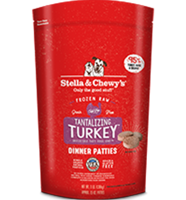 Stella & Chewys Raw Frozen Turkey Patties for Adult Dogs - 6lbs