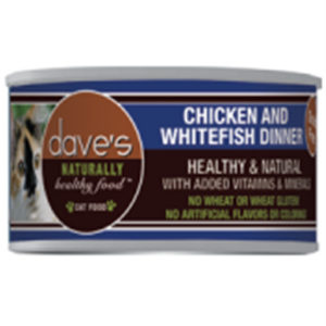 Dave's Naturally Healthy Grain Free Chicken & Whitefish Canned Food for Adult Cats - 5.5oz