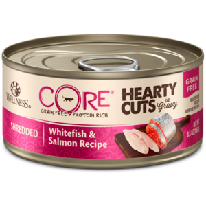 Wellness CORE Grain Free Hearty Cuts Shredded Whitefish & Salmon Canned Food for Adult Cats