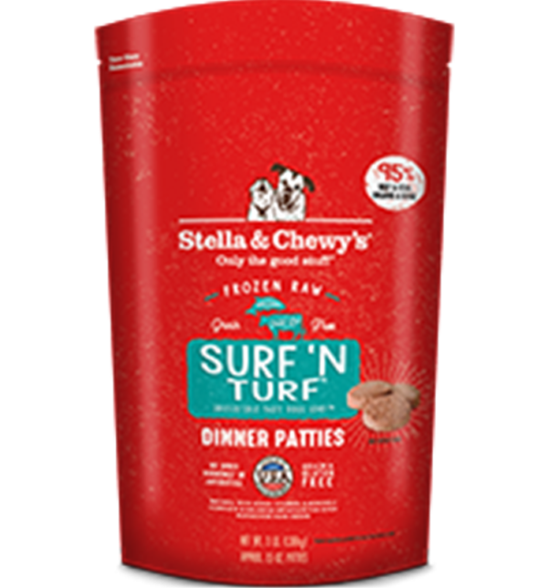 Stella & Chewys Frozen Raw Surf N Turf Patties for Adult Dogs