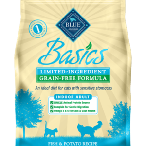 Blue Basics Limited Ingredient Diet Grain Free Fish & Potato Dry Food for Adult Cats - 5lbs