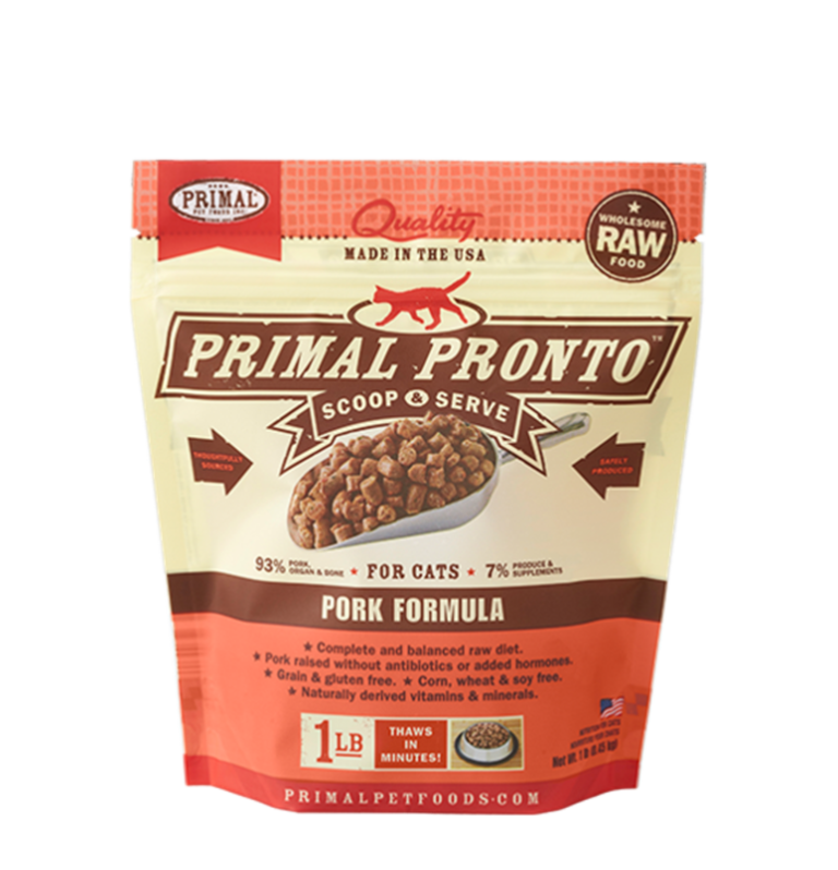 Primal Pronto Raw Frozen Pork Formula for Cats Whiskers Holistic Petcare