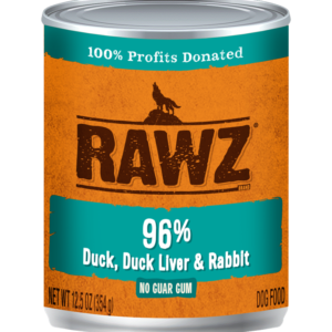 RAWZ 96% Duck, Duck Liver & Rabbit Canned Food for Dogs