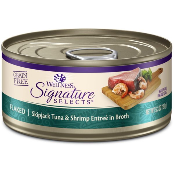 Wellness Signature Selects Flaked Skipjack Tuna & Shrimp Canned Food for Adult Cats