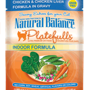 Natural Balance Platefulls Indoor Chicken & Chicken Liver Pouches for Adult Cats