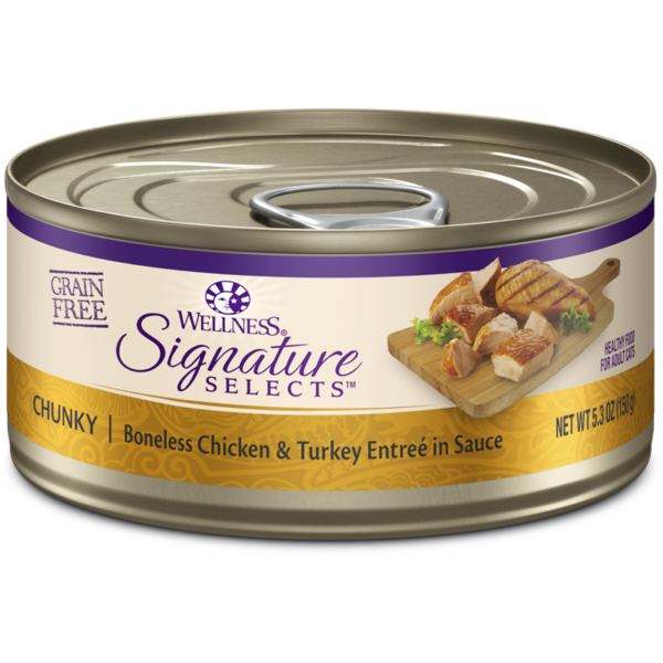 Wellness CORE Signature Selects Chunky Chicken & Turkey Canned Food for Adult Cats