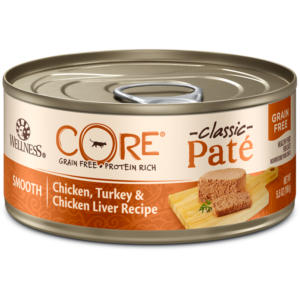 Wellness CORE Grain Free Chicken, Turkey & Chicken Liver Pate Canned Food for Adult Cats