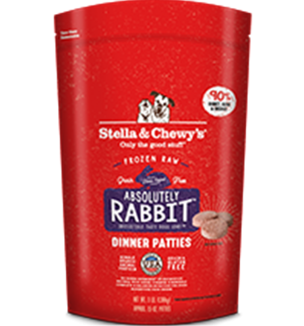 Stella & Chewys Raw Frozen Rabbit Patties for Adult Dogs