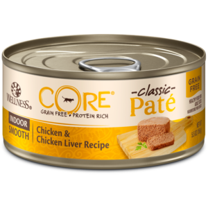 Wellness CORE Grain Free Indoor Chicken, Chicken Liver & Turkey Pate Canned Food for Adult Cats