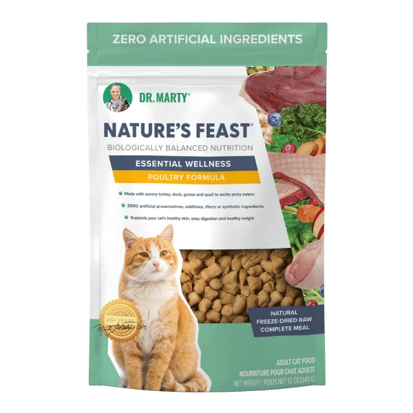 Dr Marty's Nature's Feast Freeze-Dried Raw Poultry Food for Cats - 12oz