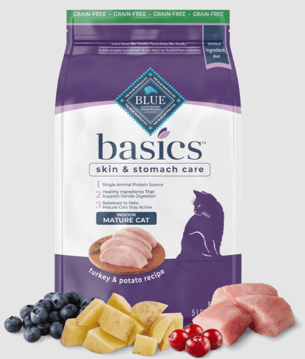 Blue Basics Grain Free Turkey & Potato Recipe for Mature Cats - 5lbs