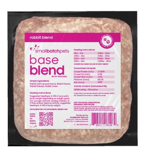 Smallbatch Frozen Raw Rabbit Blend for Cats - 2lbs