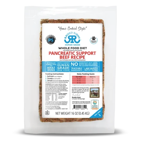 Raised Right Frozen Raw Beef Pancreas Support for Dogs - 1lb