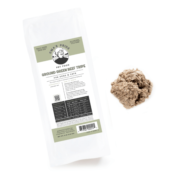 Oma's Pride Frozen Ground Green Beef Tripe for Pets - 1lb