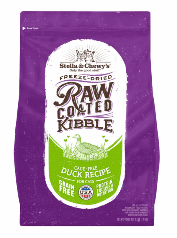 Stella & Chewys Raw Coated Cage-Free Duck Kibble for Adult Cats - 2.5lbs